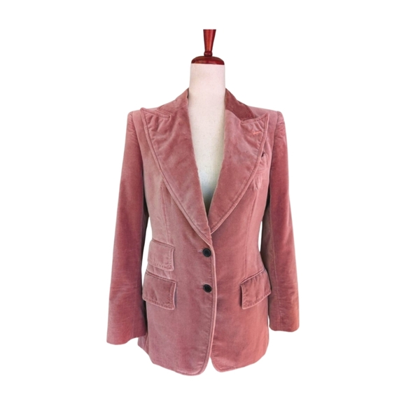 Tom Ford Women's Pink Velvet Peak Lapel Slim Fit Blazer Size IT42/US6 - Picture 6 of 15